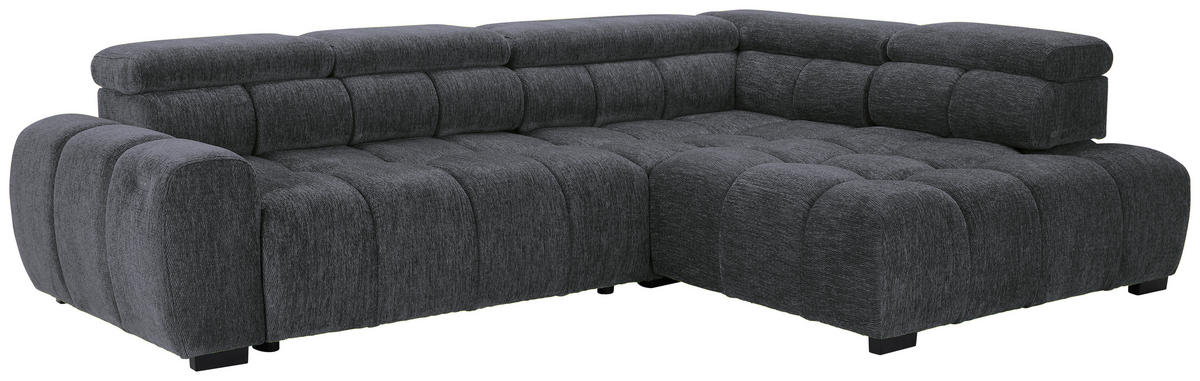 ECKSOFA inkl. Funktionen Blaugrau Webstoff  - Blaugrau/Schwarz, MODERN, Kunststoff/Textil (297/205cm) - Welnova