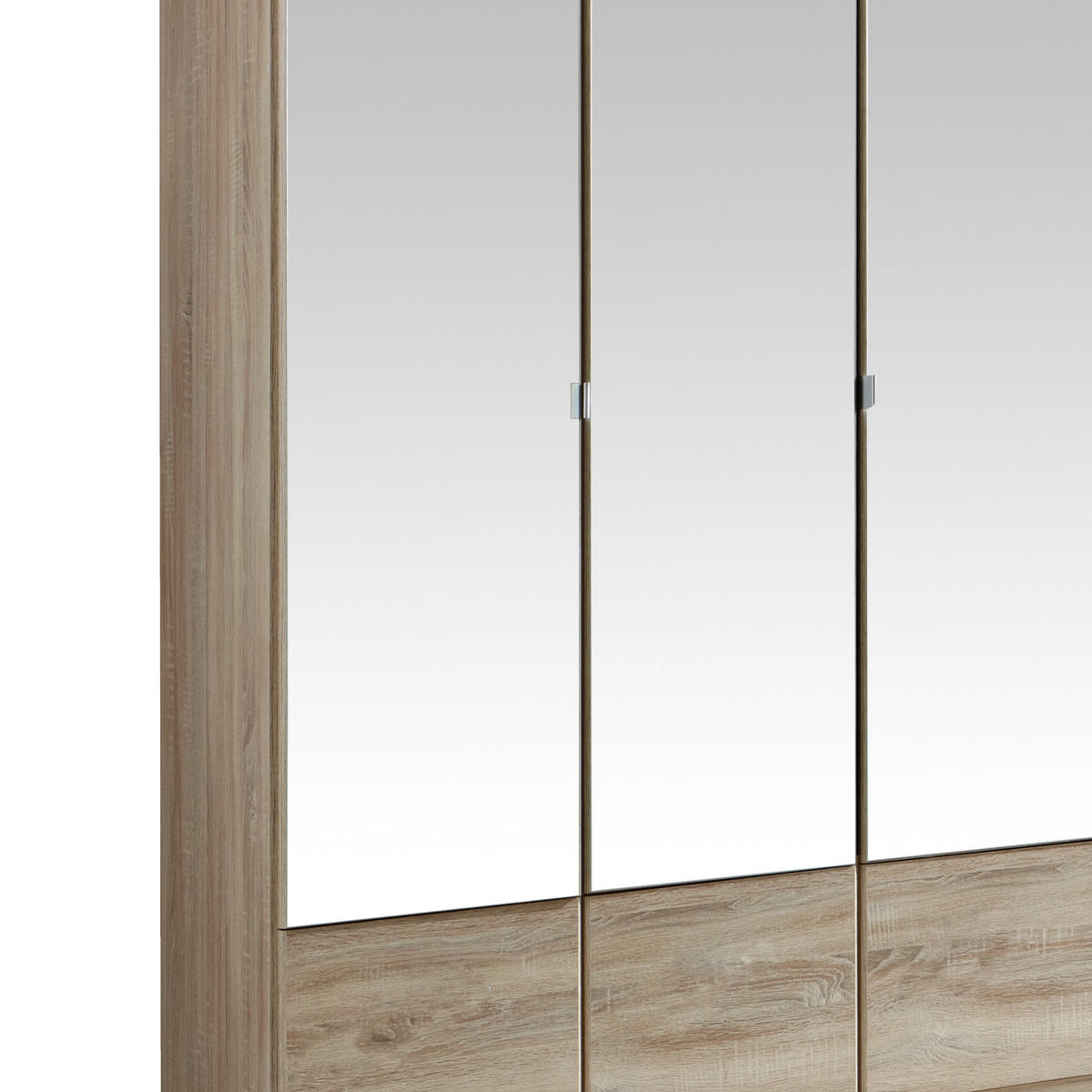 GARDEROB MED GÅNGJÄRN 180/199/58 cm 4-dörrar - aluminiumfärg/ekfärgad, Klassisk, metall/trämaterial (180/199/58cm) - MID.YOU