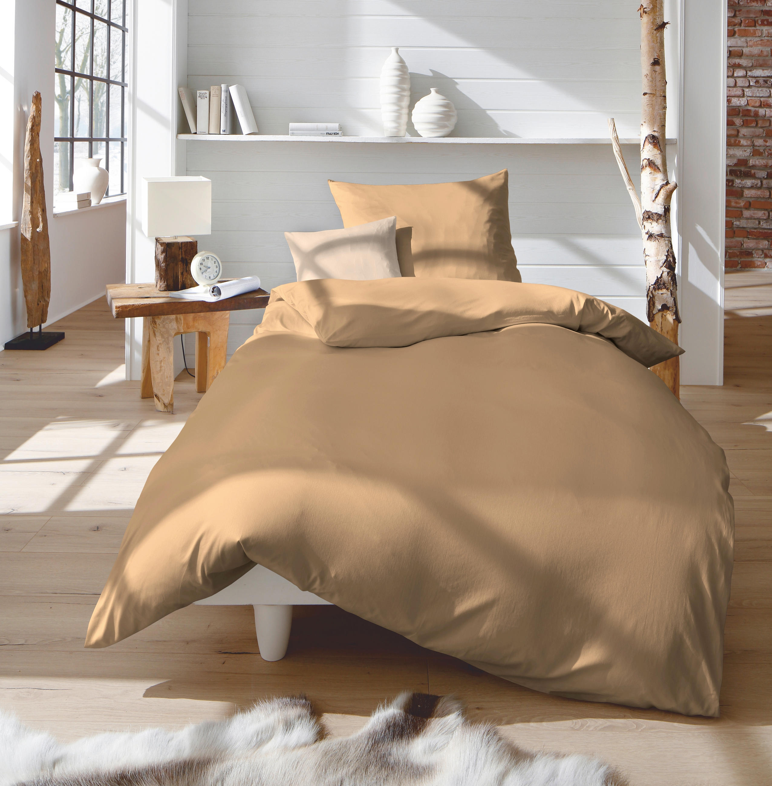 BETTWÄSCHE Satin 155/200 cm - Sandfarben, Basics, Textil (155/200cm) - Fleuresse