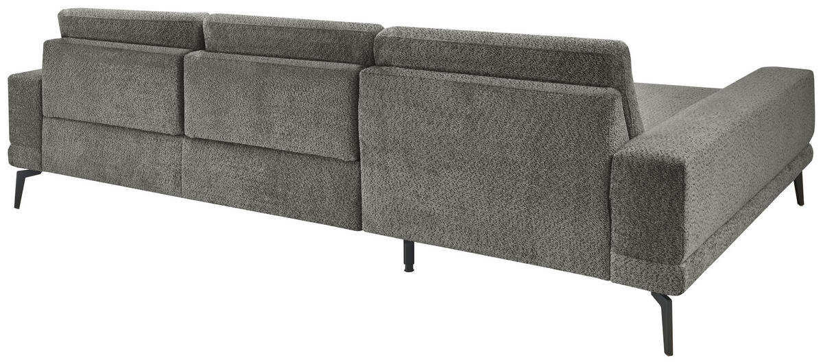 ECKSOFA Anthrazit Chenille  - Anthrazit/Schwarz, KONVENTIONELL, Textil/Metall (184/294cm) - SetOne by Musterring
