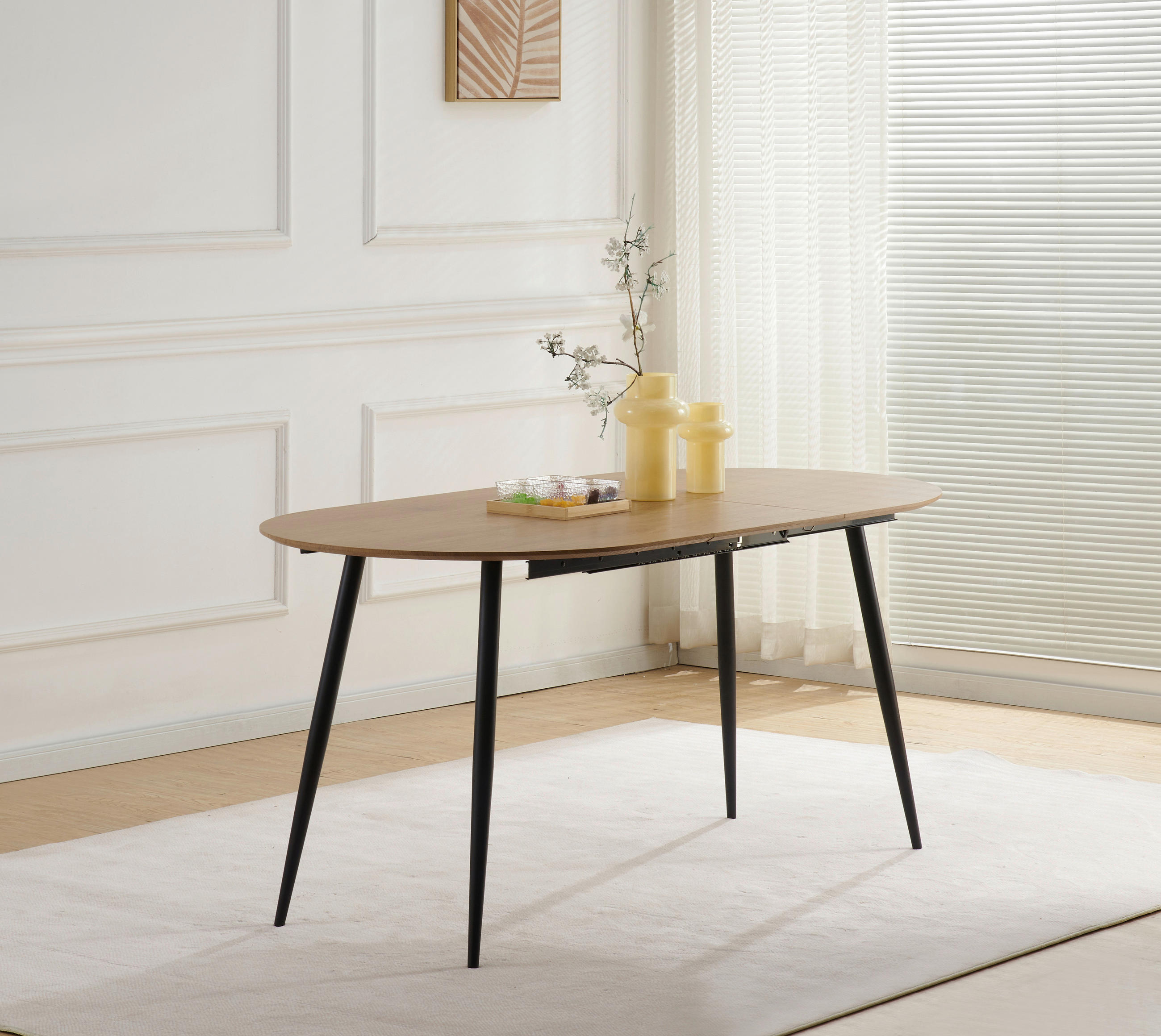 ESSTISCH in Metall, Holzwerkstoff   - Eichefarben/Schwarz, KONVENTIONELL, Holzwerkstoff/Metall (120-160/75/80cm) - MID.YOU