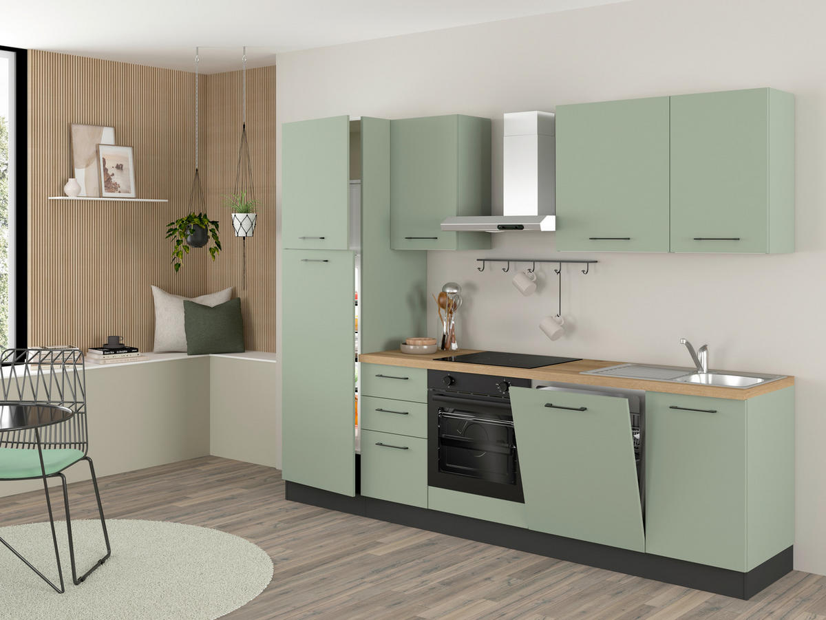 BLOK KUHINJA S APARATIMA  pastelno zelena  - magnolija/pastelno zelena, drvni materijal/metal (270cm) - Italstyle