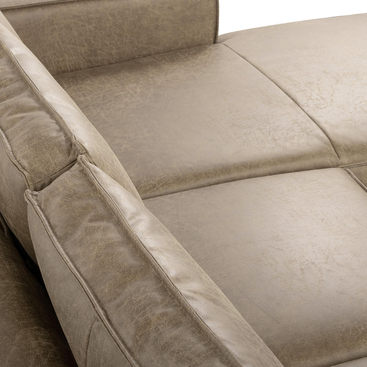 ECKSOFA Hellgrau Echtleder Lederlook Rücken echt  - Hellgrau/Schwarz, Design, Leder/Textil (166/238cm) - Livetastic