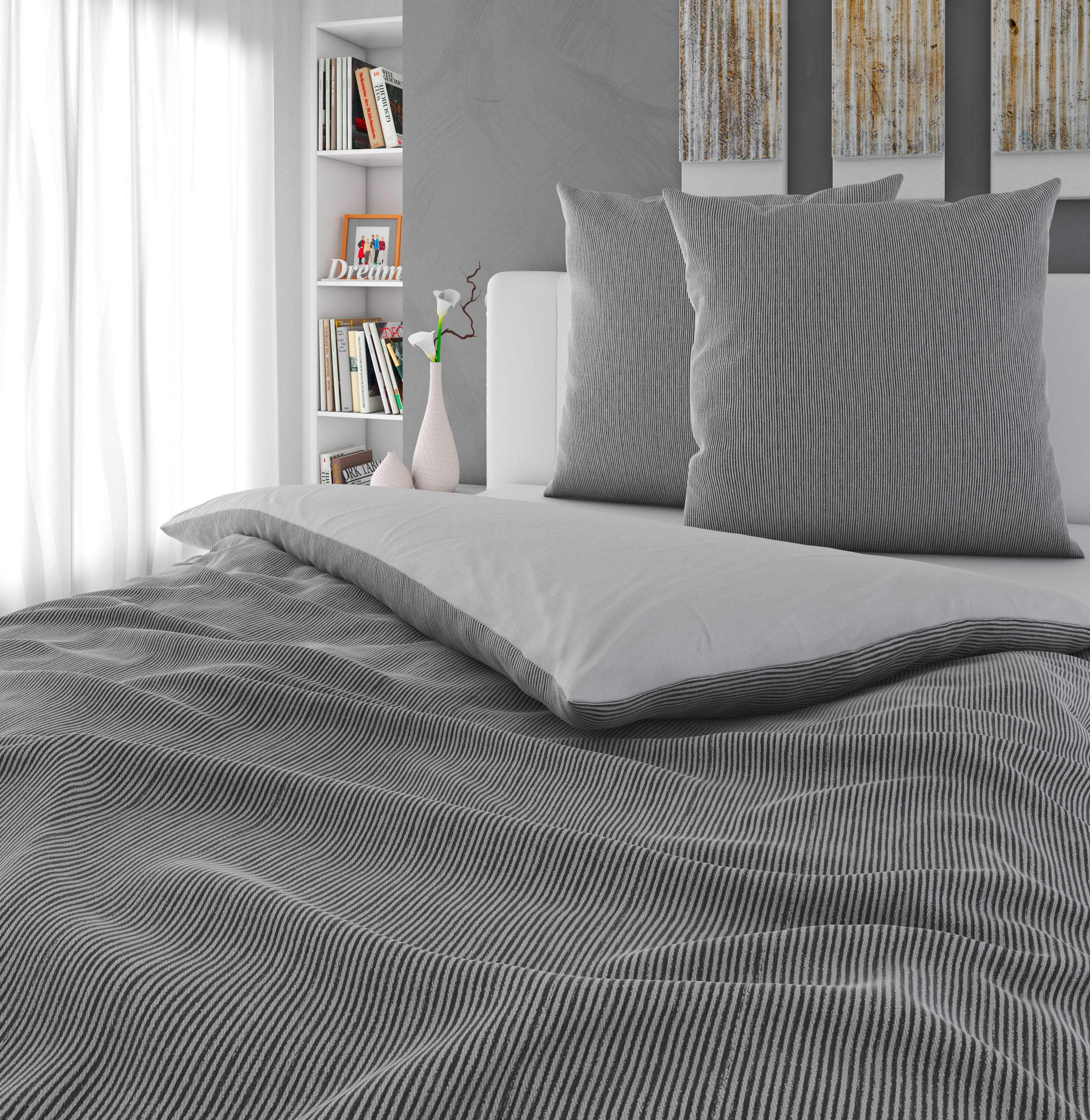WENDEBETTWÄSCHE Satin 200/200 cm  - Silberfarben, Textil (200/200cm) - Bio:Vio