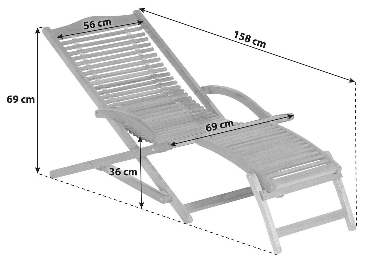 BÄDERLIEGE 69/69/158 cm Eukalyptusholz  - Braun, KONVENTIONELL, Holz (69/69/158cm) - Gardenson