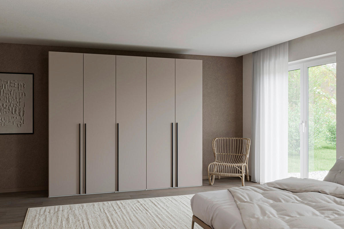 DREHTÜRENSCHRANK 253/220/59 cm,  in Hellbraun, 5-türig  - Hellbraun/Schwarz, Design, Holzwerkstoff/Metall (253/220/59cm) - Jutzler