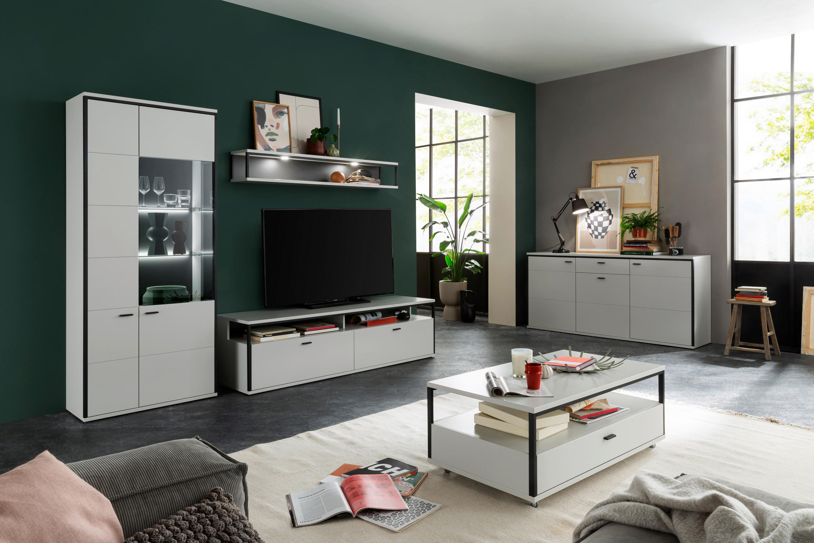 SIDEBOARD Schwarz, Weiss 183/89/44 cm - Weiss/Schwarz, Design, Holzwerkstoff/Metall (183/89/44cm) - Stylife