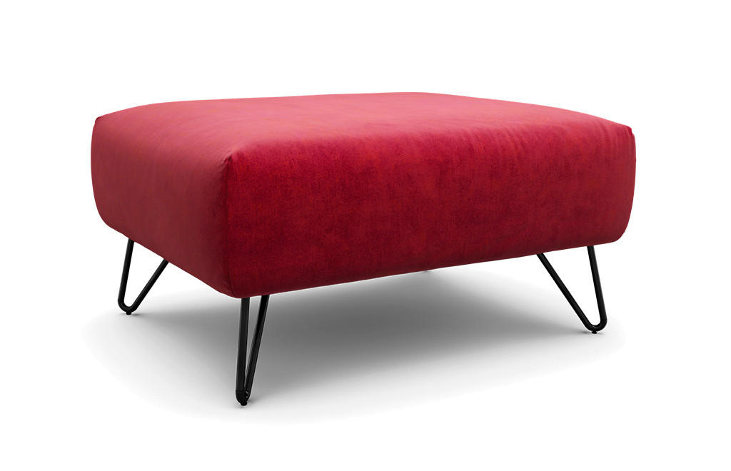 HOCKER Samt Rot  - Rot/Schwarz, Design, Textil/Metall (90/70/46cm) - SENSOO