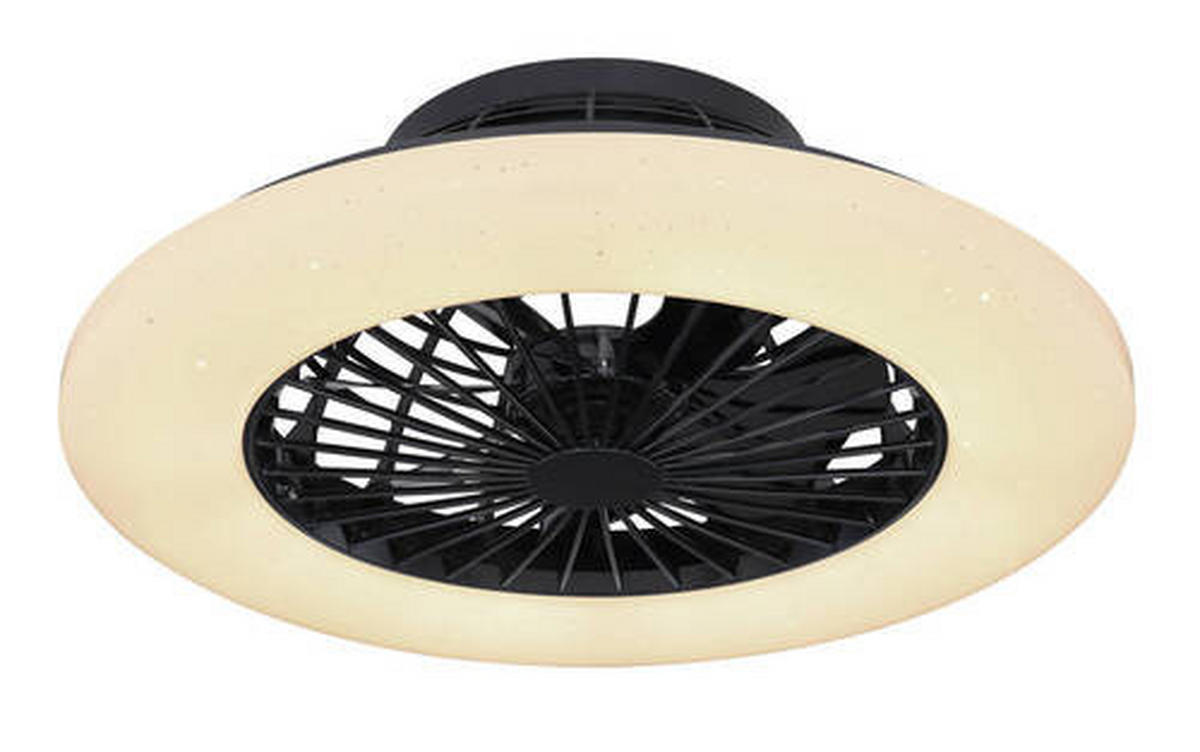 DECKENVENTILATOR 30 W  52,5/17,5 cm    - Opal/Schwarz, Basics, Kunststoff/Metall (52,5/17,5cm) - Globo
