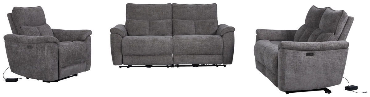 RELAXFÅTÖLJ i trä, metall, textil grå  - grå, Modern, metall/trä (97,8/96,5/102cm)