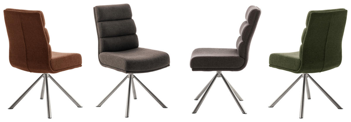 STUHL  in Edelstahl Webstoff Metall, Textil  - Edelstahlfarben/Cappuccino, Design, Textil/Metall (47/90/64cm) - Dieter Knoll