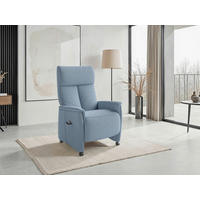 RELAXSESSEL TV CREMONA COMFORT E S1 Flachgewebe Kopfteilverstellung, Fußteilverstellung, Rücken echt    - Schwarz/Hellblau, Basics, Kunststoff/Textil (76/110/84cm) - Sit & More