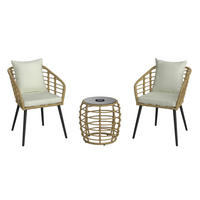 BALKONSET  3-teilig  - Beige/Schwarz, MODERN, Glas/Kunststoff (56/72/66cm) - Beldano