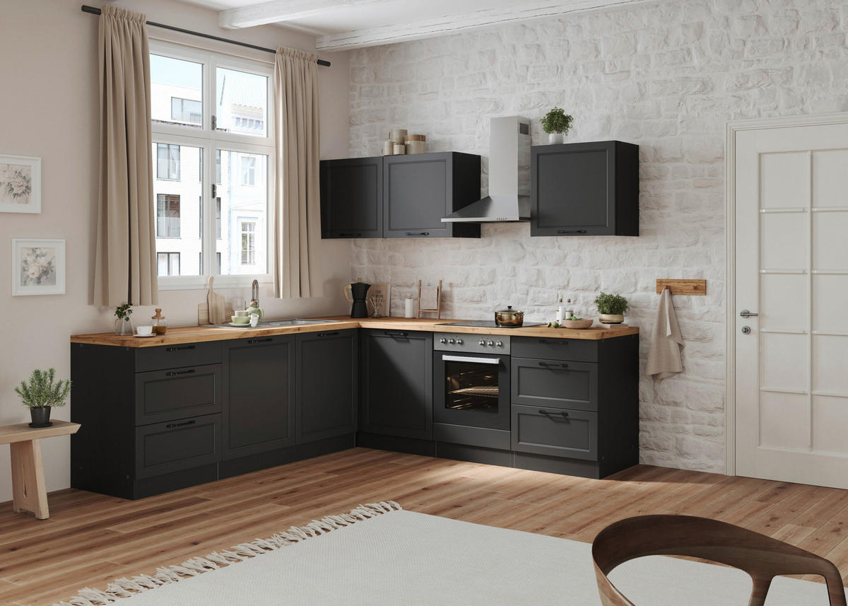 ECKUNTERSCHRANK 120/86/60 cm  in Grau, Eiche Wotan  - Eiche Wotan/Schwarz, LIFESTYLE, Holzwerkstoff/Metall (120/86/60cm) - Held