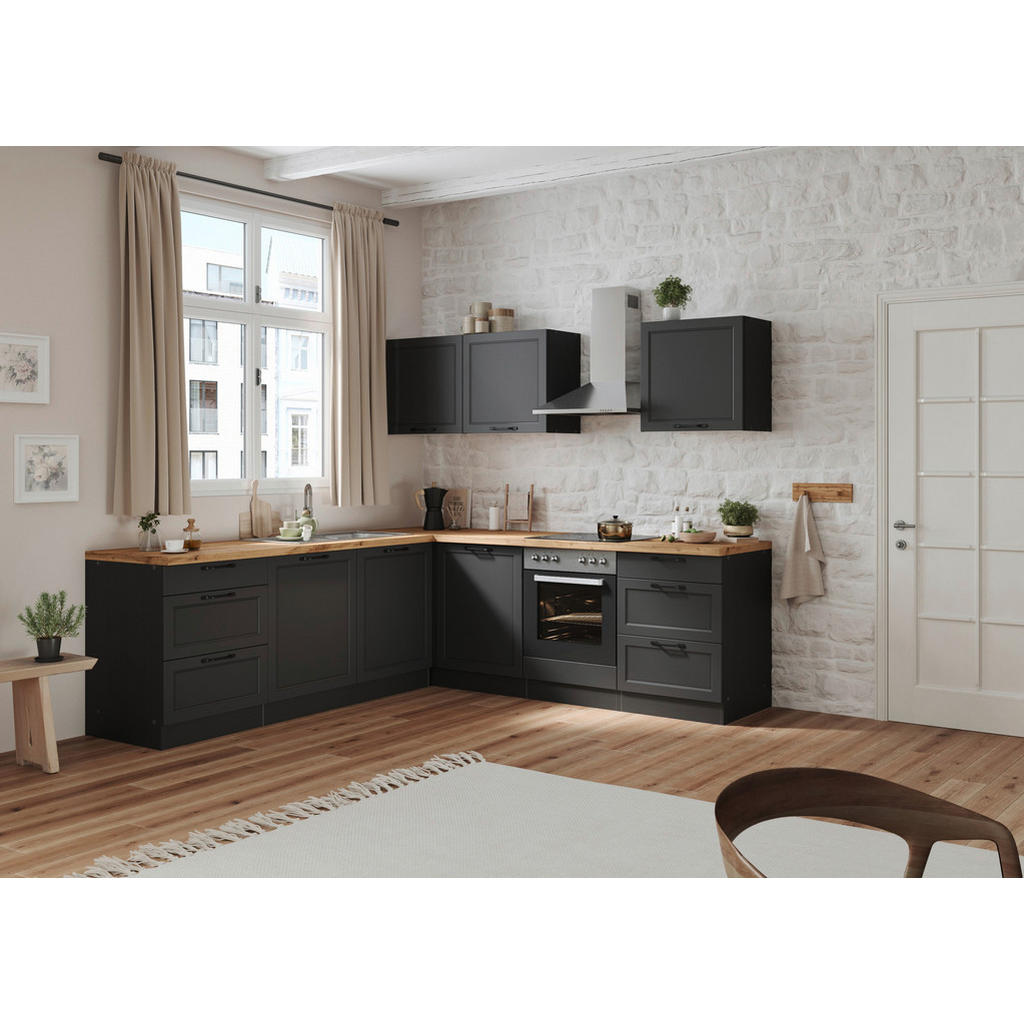 Thumbnail - Held Eckunterschrank, Grau, Eiche Wotan, Metall, 1 Fächer, seitenverkehrt montierbar, 120x86x60 cm, Made in Germany, Küc...