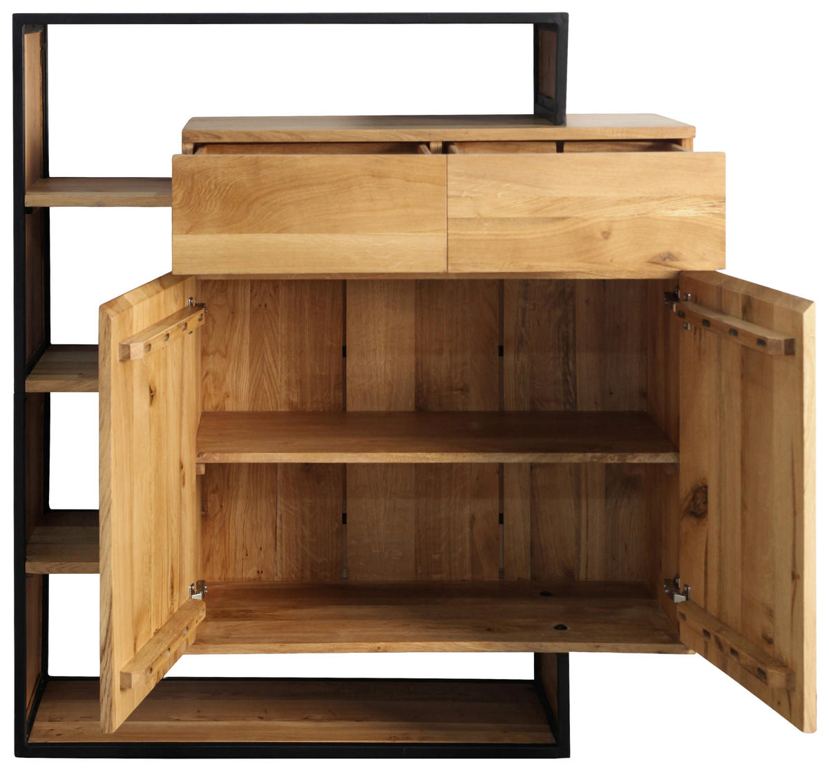 HIGHBOARD  120/130/40 cm 2 Schublade(n)  - Eichefarben/Schwarz, LIFESTYLE, Holz/Metall (120/130/40cm) - Landscape