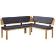 ECKBANK 248/171 cm Webstoff Blau, Eichefarben Eiche vollmassiv   - Blau/Eichefarben, KONVENTIONELL, Holz/Textil (248/171cm) - Linea Natura