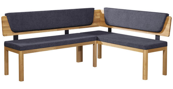 ECKBANK 248/171 cm Webstoff Blau, Eichefarben Eiche vollmassiv   - Blau/Eichefarben, KONVENTIONELL, Holz/Textil (248/171cm) - Linea Natura