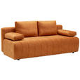 SCHLAFSOFA  in Velours Rostfarben  - Rostfarben/Schwarz, KONVENTIONELL, Kunststoff/Textil (194/78-87/92cm) - Xora