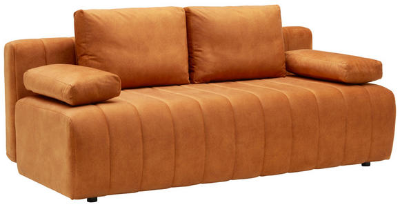 SCHLAFSOFA  in Velours Rostfarben  - Rostfarben/Schwarz, KONVENTIONELL, Kunststoff/Textil (194/78-87/92cm) - Xora