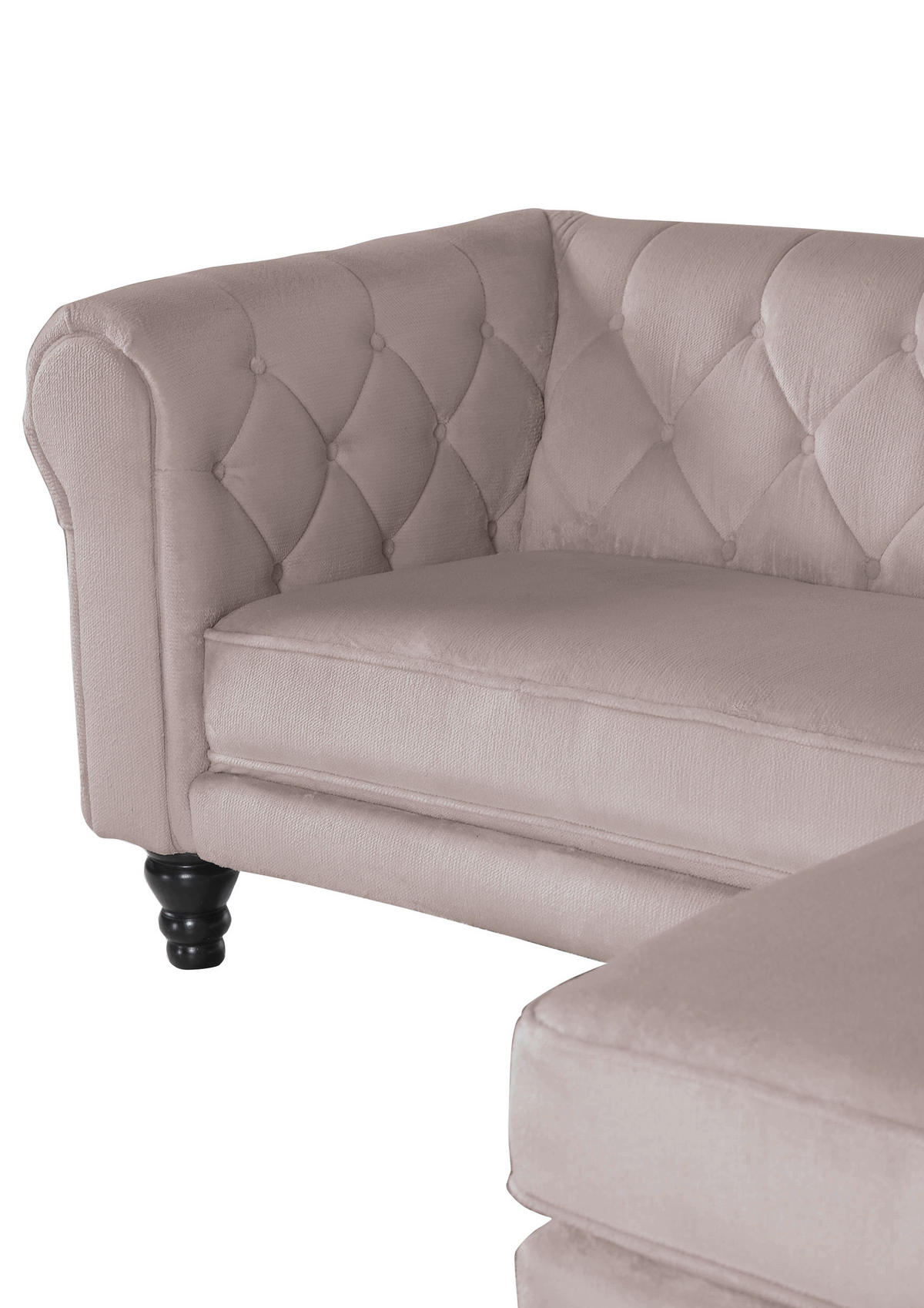 ECKSOFA in Plüsch Beige  260/160 cm  - Dunkelbraun/Beige, Design, Holz/Textil (260/160cm) - MID.YOU