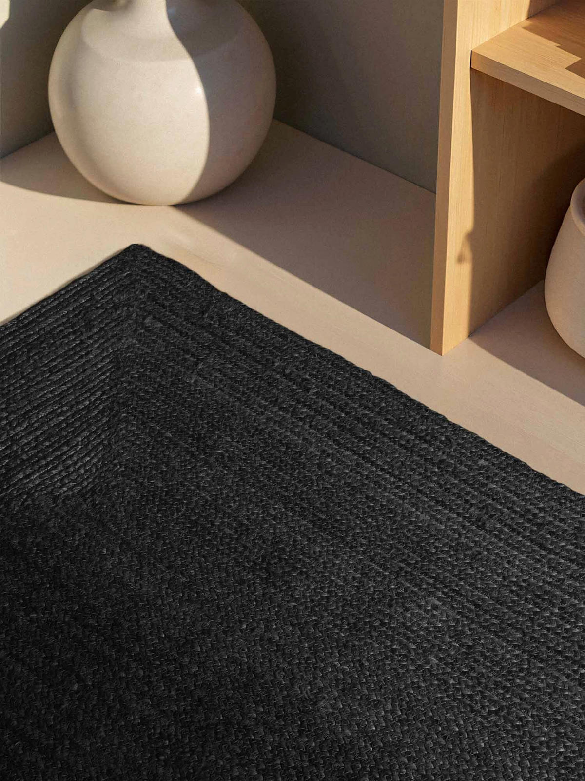 JUTETEPPICH 60/90 cm Juno Schwarz rechteckig  - Schwarz, Natur, Textil (60/90cm) - Hanse Home