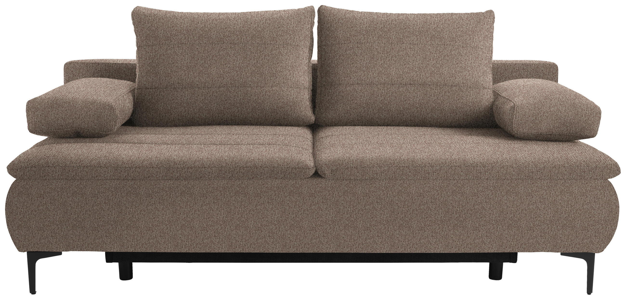 BOXSPRINGSOFA Webstoff Hellbraun  - Hellbraun/Schwarz, KONVENTIONELL, Textil/Metall (204/93/100cm) - Novel