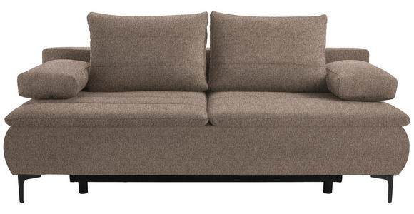 BOXSPRINGSOFA in Webstoff Hellbraun - Hellbraun/Schwarz, KONVENTIONELL, Textil/Metall (204/93/100cm) - Novel