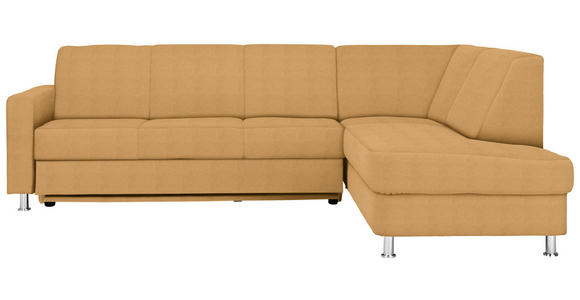 ECKSOFA in Flachgewebe Gelb  - Chromfarben/Gelb, Design, Textil/Metall (256/198cm) - Xora