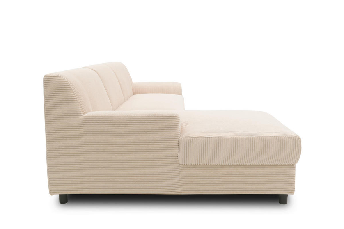 ECKSCHLAFSOFA  CAPRI 2 Creme Cord  - Creme/Schwarz, Basics, Kunststoff/Textil (146/241cm) - MID.YOU