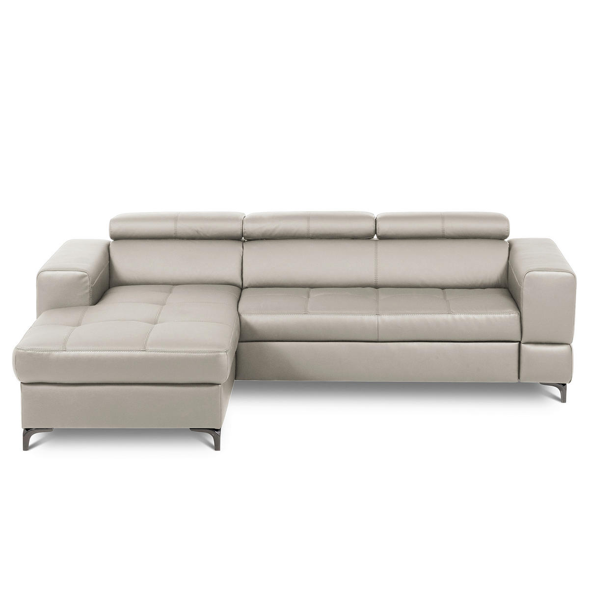 ECKSOFA  in Lederlook Echtleder Platinfarben  173/247 cm  - Platinfarben/Schwarz, Design, Leder/Textil (173/247cm) - Livetastic