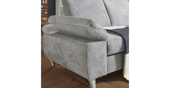 ECKSOFA  in Flachgewebe Dunkelgrau  255/186 cm  - Dunkelgrau/Silberfarben, KONVENTIONELL, Holz/Textil (255/186cm) - Cantus