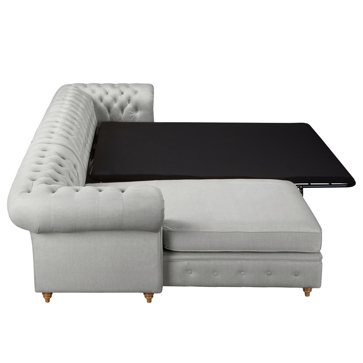 ECKSOFA Mikrofaser Hellgrau  - Hellgrau/Braun, Design, Holz/Textil (182/284cm) - P & B