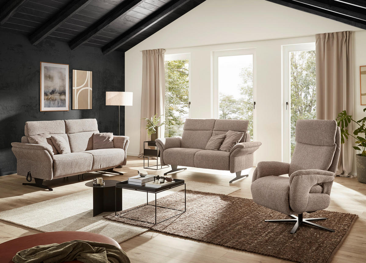 2-SITZER-SOFA Chenille Graubraun  - Graubraun/Schwarz, KONVENTIONELL, Textil/Metall (194/106/92cm) - Dieter Knoll