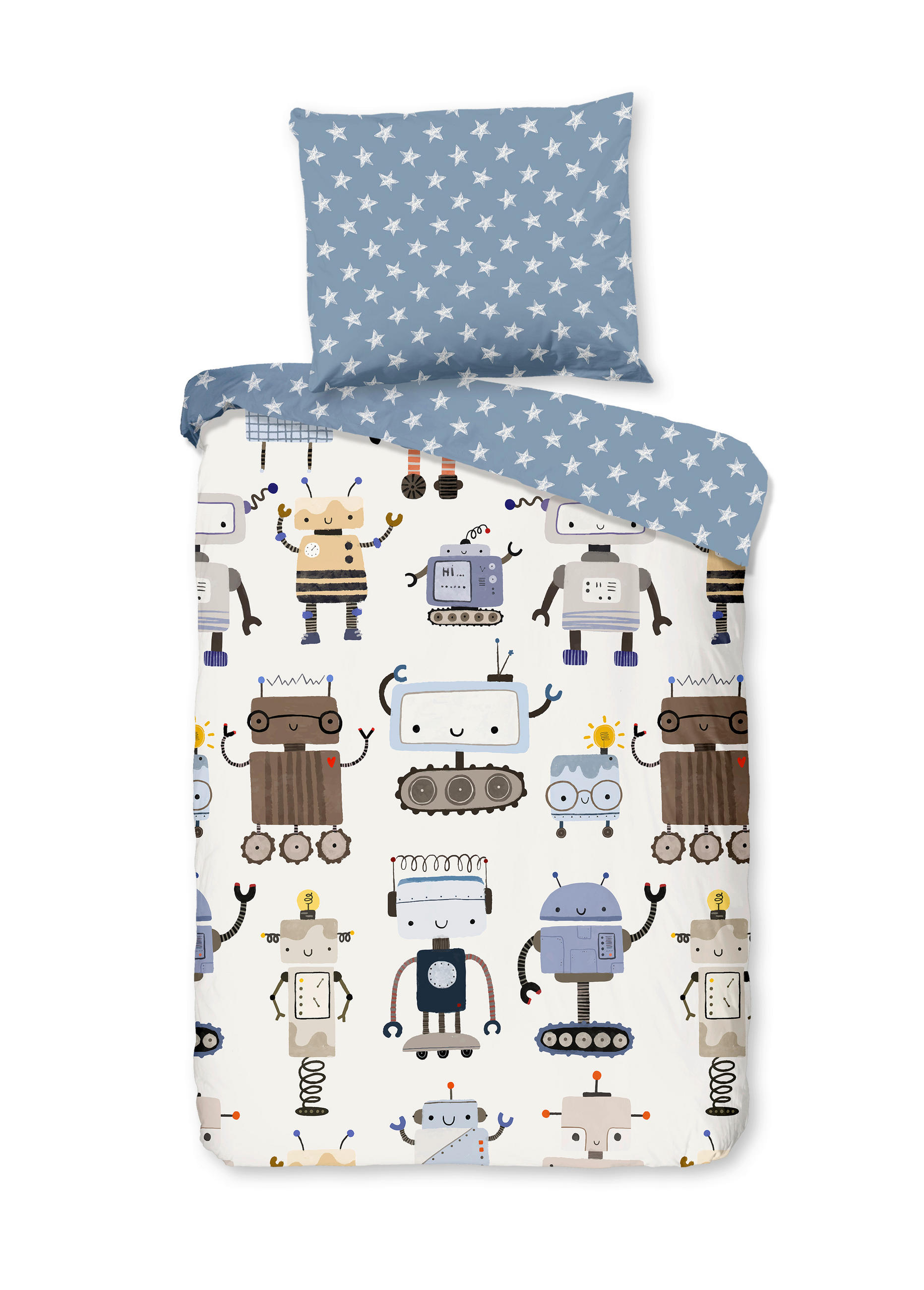 KINDERBETTWÄSCHE 100/135 cm  - Blau/Weiß, Basics, Textil (100/135cm)
