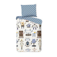 KINDERBETTWÄSCHE 100/135 cm  - Blau/Weiß, Basics, Textil (100/135cm)