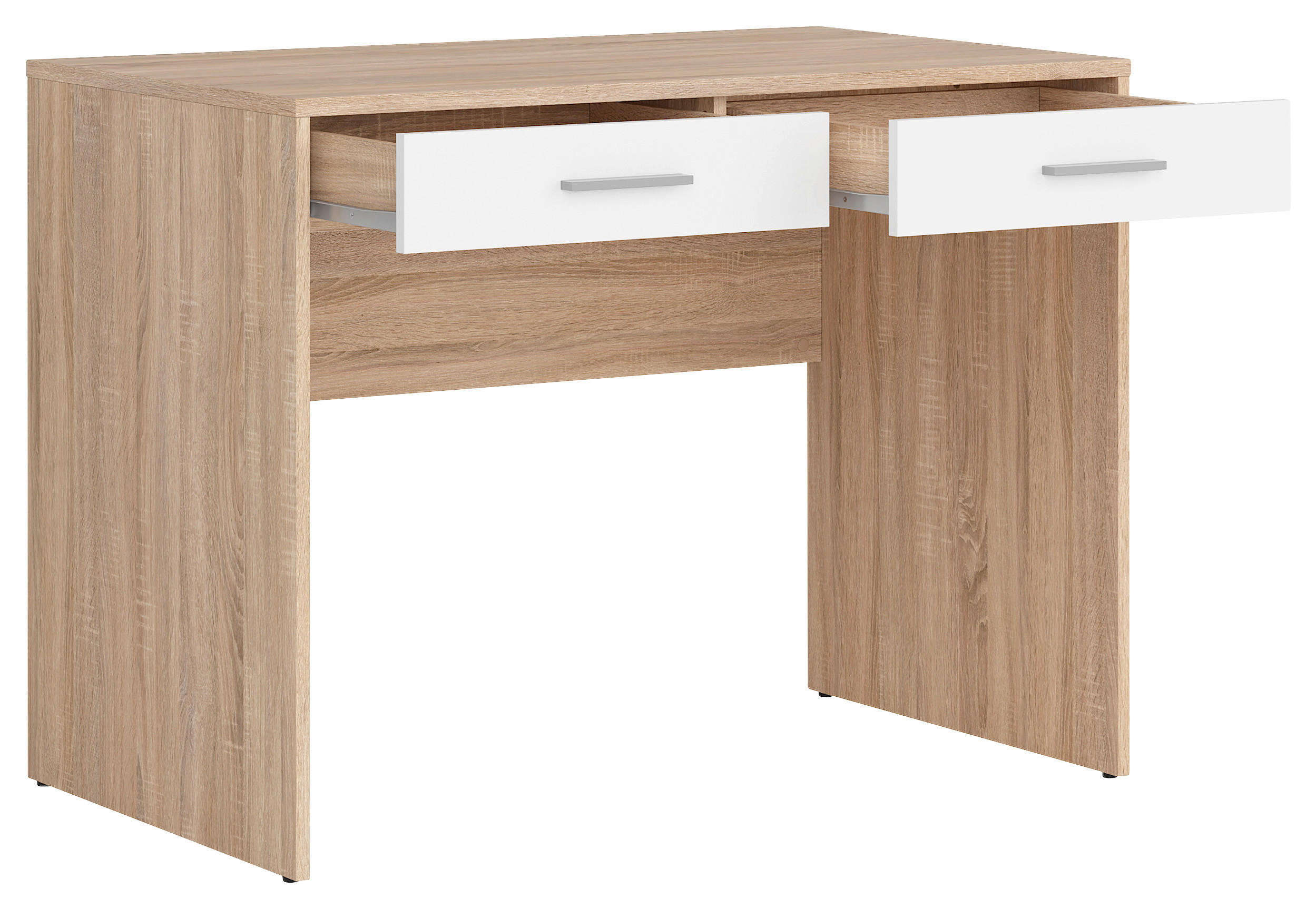 SCHREIBTISCH 100/59/76 cm  in Weiß, Sonoma Eiche  - Silberfarben/Weiß, Design, Holzwerkstoff/Kunststoff (100/59/76cm)