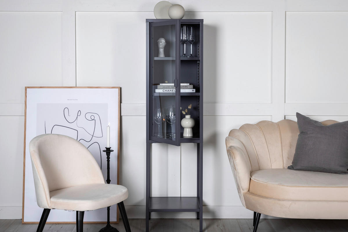 VITRINE in Grau  - Grau, Design, Glas/Metall (40,5/150/35cm) - Livetastic