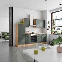 KÜCHENBLOCK 270 cm   in Eichefarben, Dunkelgrün  - Dunkelgrün/Eichefarben, MODERN, Holzwerkstoff/Metall (270cm) - Nobilia