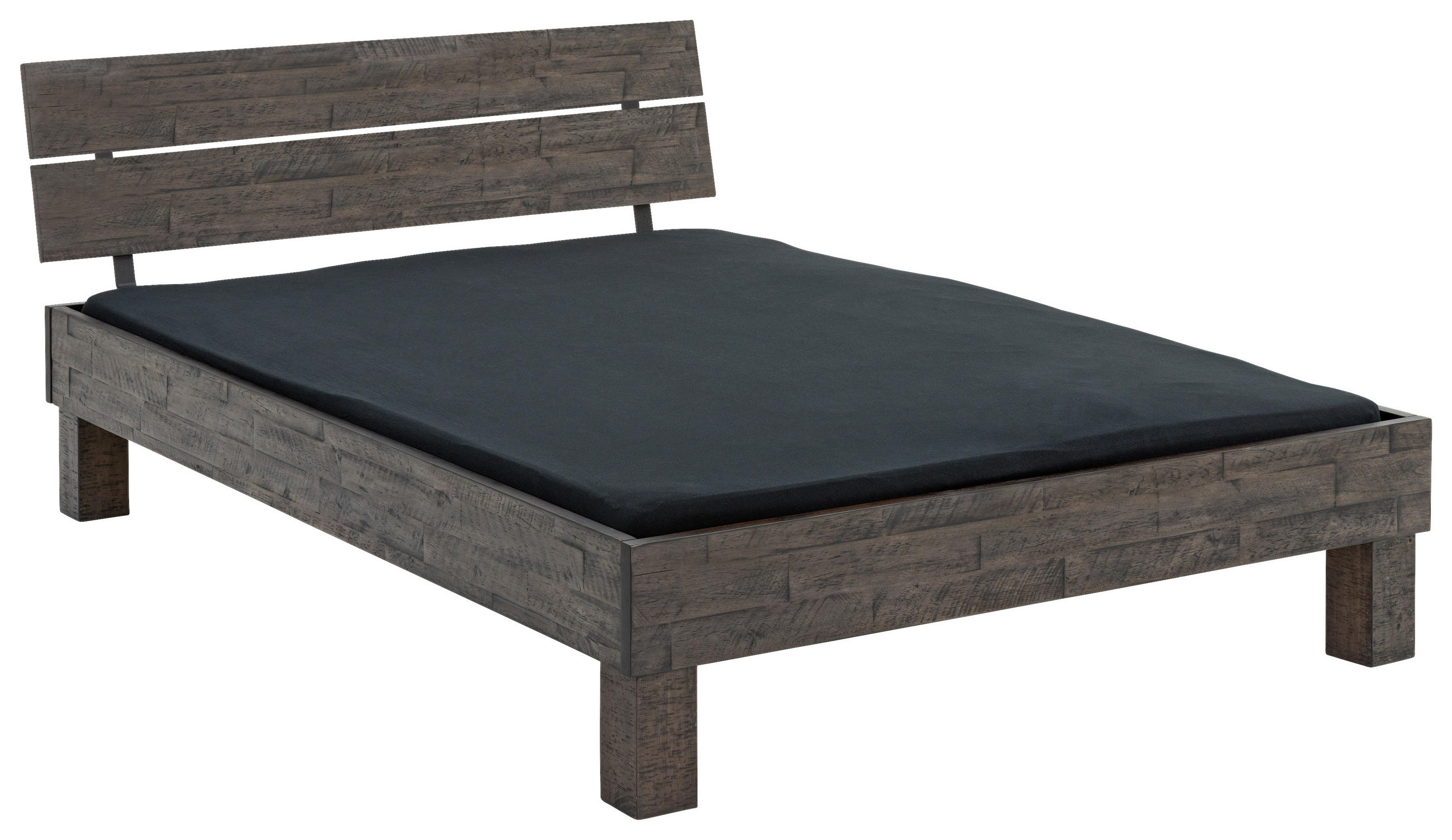 BETT Akazie massiv 120/200 cm Grau, Akaziefarben  - Grau/Akaziefarben, KONVENTIONELL, Holz (120/200cm) - Hasena