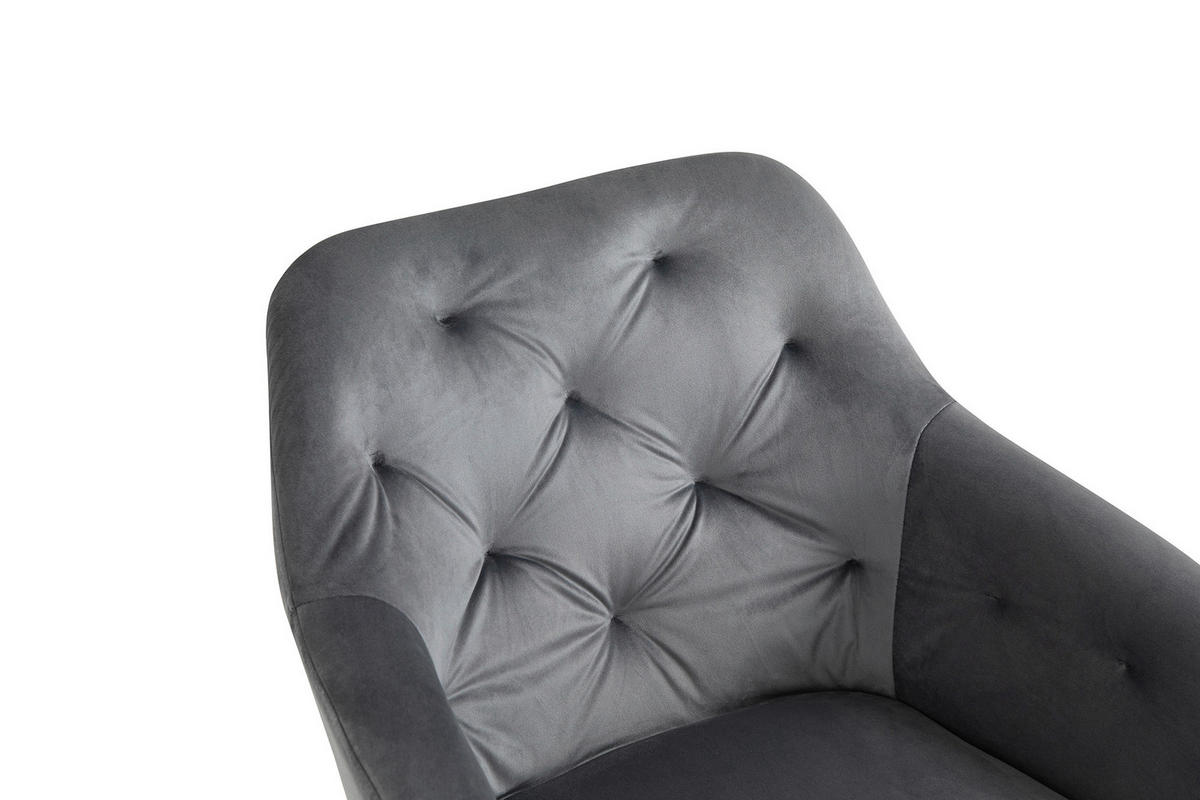 ARMLEHNSTUHL  in Samt  - Schwarz/Grau, MODERN, Textil/Metall (61/85/62cm) - Livetastic