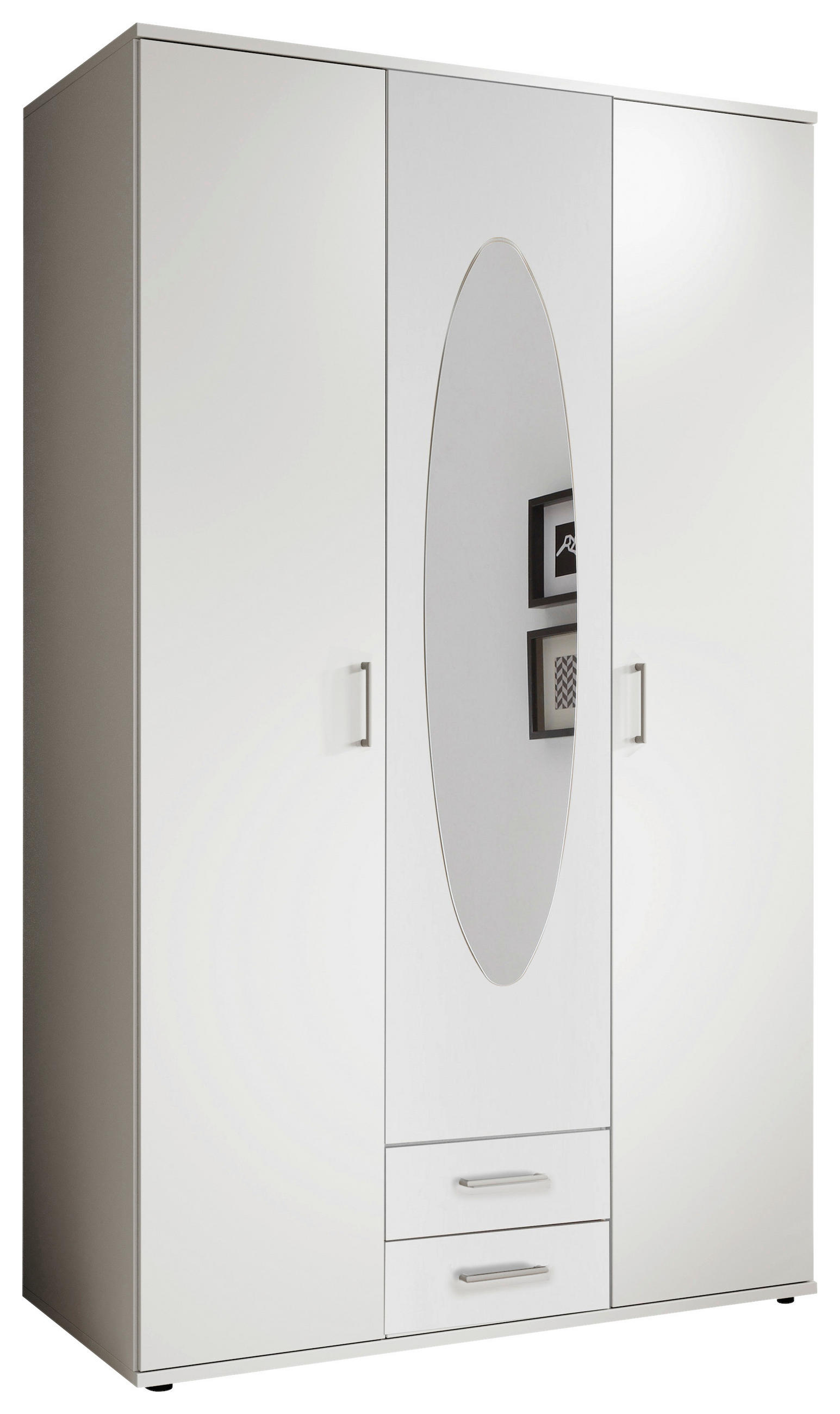 ŠATNÍKOVÁ SKRIŇA, biela, 120/195/55 cm - biela/hliníková, Konventionell, kompozitné drevo/plast (120/195/55cm) - Carryhome