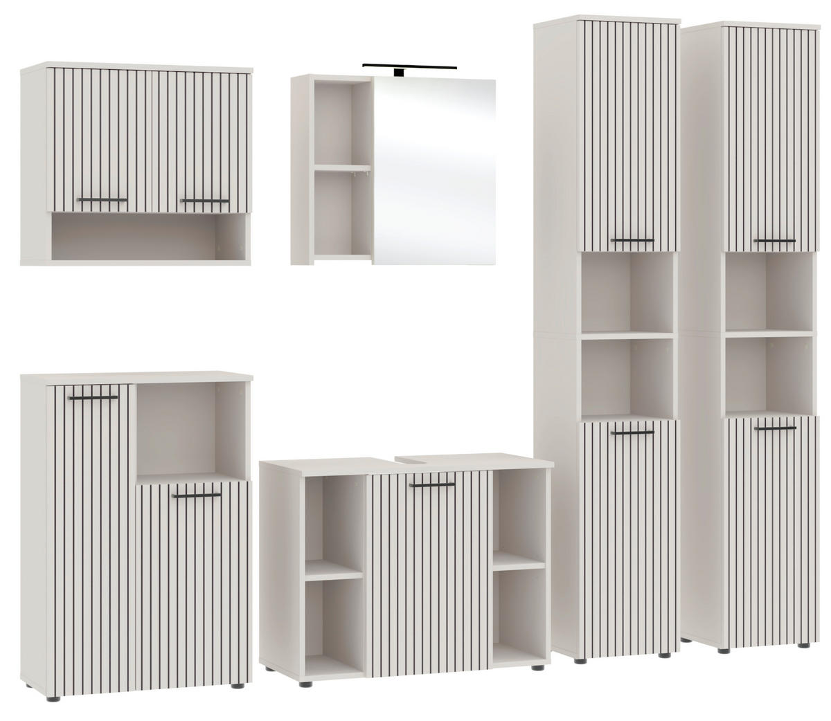 Baie 6 piese, 255 cm - cașmir/negru, Trend, sticlă/metal (255cm) - Respekta