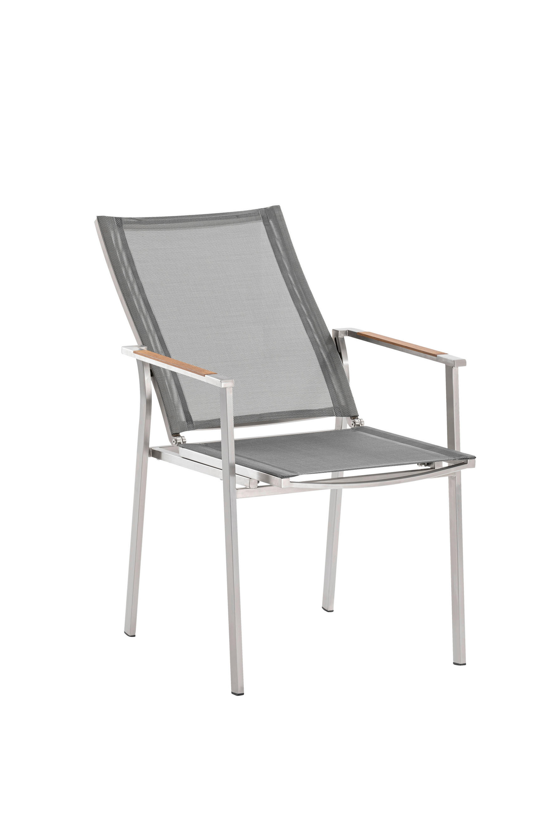 STAPELSESSEL Edelstahl Grau, Silberfarben, Edelstahlfarben, Teakfarben  - Edelstahlfarben/Silberfarben, Design, Holz/Textil (57/100/62,5cm)