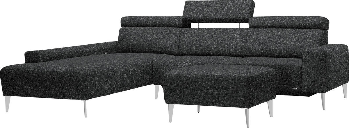 ECKSOFA  in Mikrovelours Anthrazit  205/288 cm  - Anthrazit/Alufarben, Design, Textil (205/288cm) - Sedda