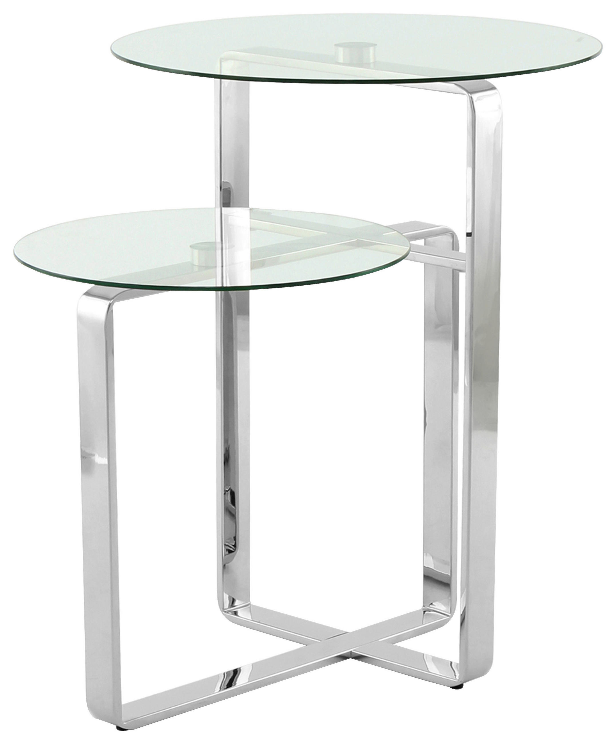 BEISTELLTISCH 46/46/60 cm Klar, Silberfarben rund  - Klar/Silberfarben, Design, Glas/Metall (46/46/60cm) - Kayoom