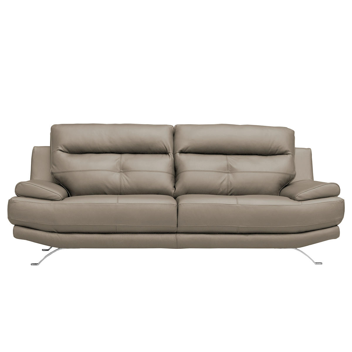 3-SITZER-SOFA Echtleder Taupe  - Taupe/Chromfarben, Design, Leder/Metall (225/92/99cm) - Livetastic