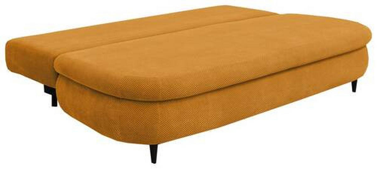 SCHLAFSOFA Simon Webstoff, Plüsch Orange  inkl. Rückenkissen, Bettkasten, Schlaffunktion, Rücken echt  - Schwarz/Orange, Design, Textil (213/89/105cm) - Novel