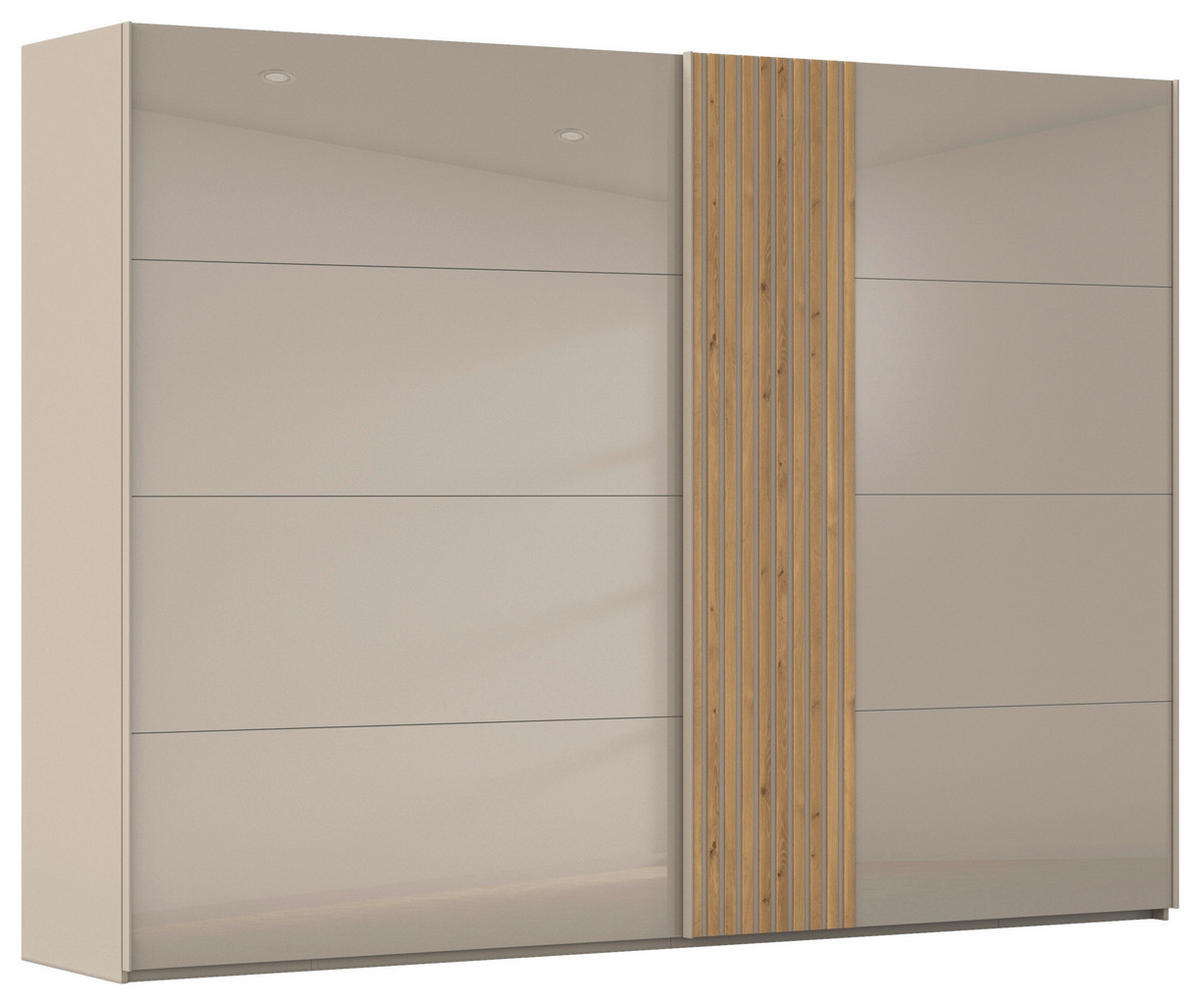 SCHWEBETÜRENSCHRANK 301/223/68 cm 2-türig Eichefarben, Fango  - Fango/Eichefarben, Design, Glas/Holzwerkstoff (301/223/68cm) - Novel