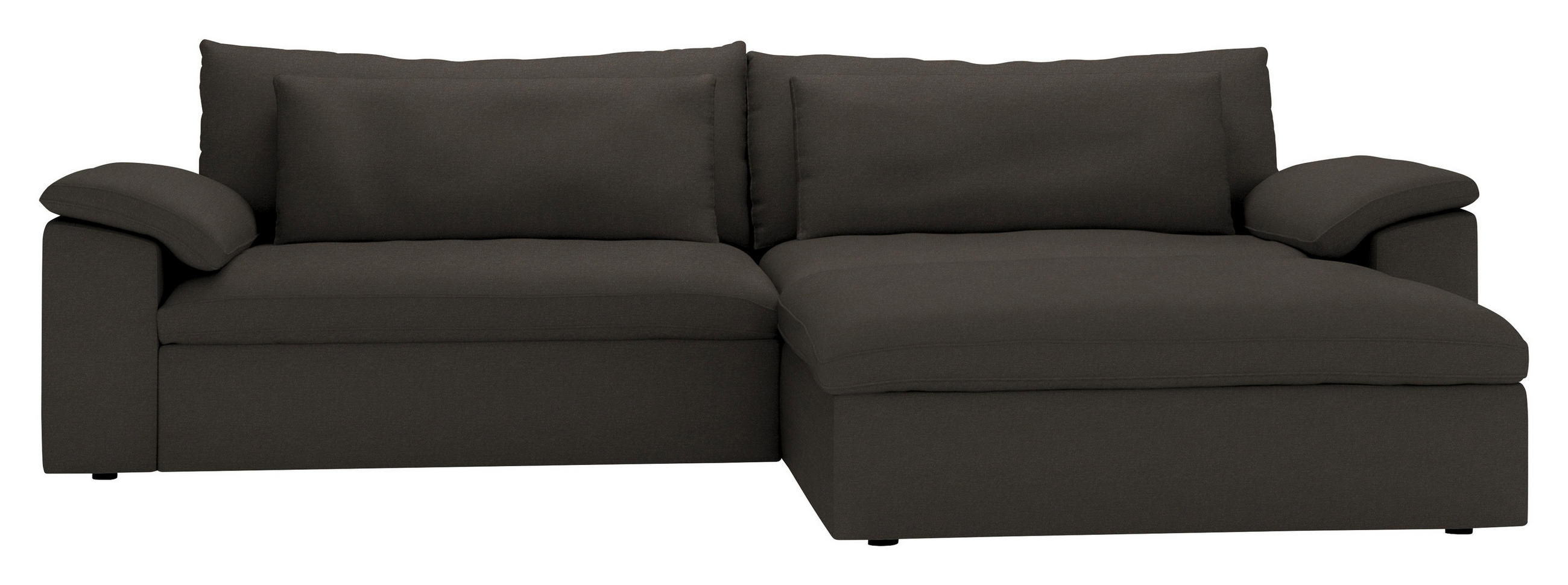ECKSOFA 306/198 cm  in Chenille Mokka Rückenkissen, Nierenkissen, Armlehnenkissen, Rücken echt  306/198 cm  - Schwarz/Mokka, MODERN, Kunststoff/Textil (306/198cm) - Carryhome